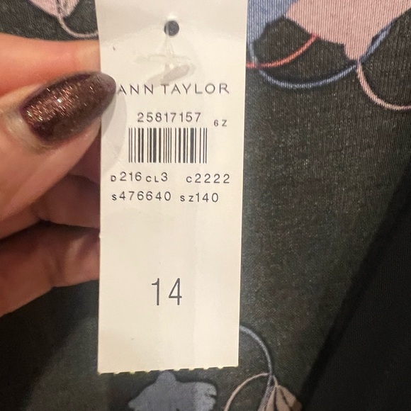 NWT Ann Taylor Black Wrap Dress with Floral Accents - Picture 4 of 15